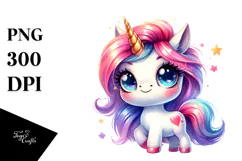 Cute Unicorn with Cool Haircut PNG Product Image 1