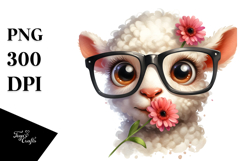 Watercolor Lamb Goofy Smile | Sublimation | Clipart Product Image 1