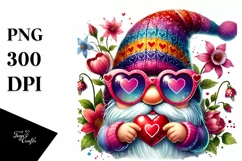 Victory Valentines Gnome Watercolor PNG Product Image 1