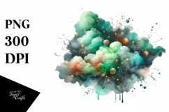 Colorful Greenish Watercolor Cloud with Metallic Insertions Product Image 3
