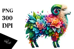 Vibrant Floral Lamb, Transparent PNG Product Image 1
