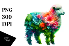 Vibrant Lamb with Floral Body, Transparent PNG Product Image 1