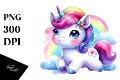 Cute Baby Unicorn Drawing | Sublimation Clipart Product Image 1