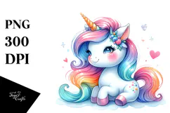 Cute Baby Unicorn Drawing | Sublimation Clipart Product Image 1