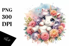 Baby Unicorn Floral Clipart Product Image 1