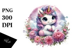 Baby Unicorn Floral Clipart Product Image 3
