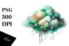 Colorful Greenish Watercolor Cloud with Metallic Insertions Product Image 1