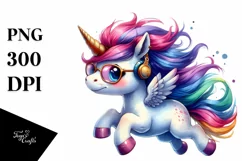 Funny Unicorn Jumping with Cool Haircut, Transparent PNG Product Image 1
