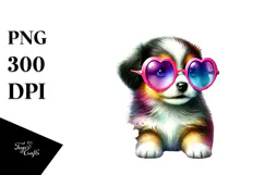 Colorful Puppy with Sunglasses PNG Product Image 1