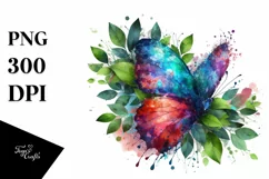 Vibrant Butterfly in Abstract Frame, Watercolor PNG Product Image 1
