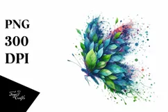 Vibrant Butterfly in Abstract Frame, Watercolor PNG Product Image 3