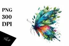 Vibrant Butterfly in Abstract Frame, Watercolor PNG Product Image 1