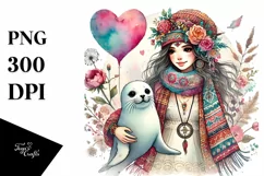 Cute Baby Seal, Heart PNG Product Image 1