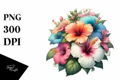 colorful Hibiscus Bouquet | Sublimation | Clipart Product Image 3