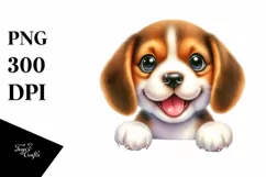 Enthusiastic Funny Baby Beagle Watercolor | Clipart Product Image 1