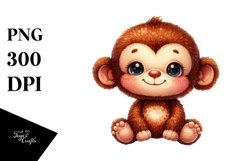 Vibrant Plush Monkey Watercolor | Clipart Product Image 3