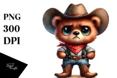 Baby Bear with Hat and Cowboy Boots Clipart Product Image 1