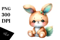 Vibrant Sewn Rabbit Watercolor Clipart Product Image 1