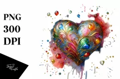 Colorful Pastel Heartmade of with Golden Insertions PNG Product Image 1