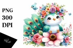 Vibrant Peacock Watercolor | Sublimation Clipart Product Image 3