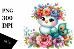Vibrant Peacock Watercolor | Sublimation Clipart Product Image 1
