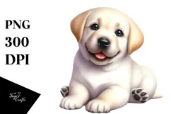 Baby Labrador Retriever with Big Eyes, Watercolor PNG Product Image 1