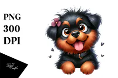 Happy Rottweiler Pup, Watercolor PNG Product Image 1