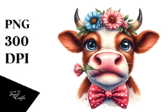 Funny Cow with Bow, Transparent PNG Product Image 1