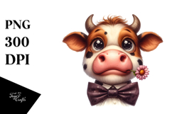 Funny Cow with Bow, Transparent PNG Product Image 1