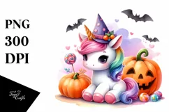 Cute Halloween Baby Unicorn Sticker | Sublimation Clipart Product Image 1