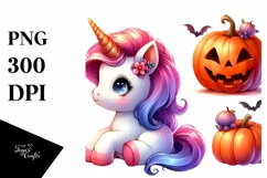 Cute Halloween Baby Unicorn Sticker | Sublimation Clipart Product Image 1