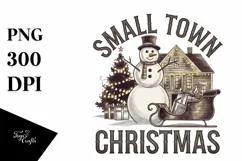 Retro Small Town Christmas Snow Man Png Product Image 5