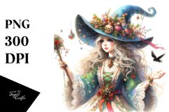 Watercolor Witch Christmas Costume | Sublimation | Clipart Product Image 3
