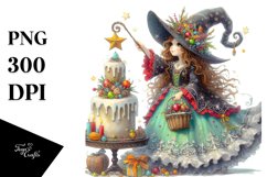 Watercolor Witch Christmas Costume | Sublimation | Clipart Product Image 1