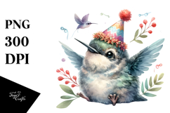 Baby Hummingbird with Party Hat, PNG Product Image 1