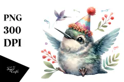 Baby Hummingbird with Party Hat, PNG Product Image 1
