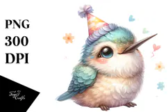 Baby Hummingbird with Party Hat, PNG Product Image 1