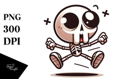 Silly Cartoon Skeleton Jumping, Playful Art Product Image 1