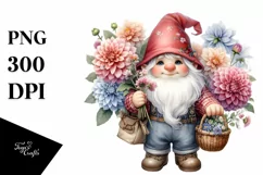 Detailed Gnome Dahlia Bouquet | Clipart Product Image 1