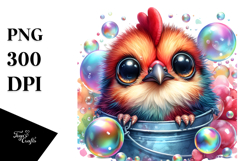 Crazy-Eyed Baby Rooster with Bubble Bucket, Transparent PNG Product Image 1