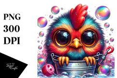 Crazy-Eyed Baby Rooster with Bubble Bucket, Transparent PNG Product Image 1