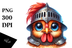 Crazy-Eyed Baby Rooster with Knight&#039;s Helmet, Transparent Product Image 1