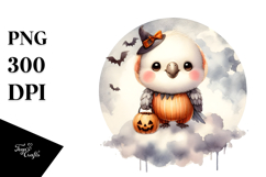Cute Baby Parrot on Halloween Cloud PNG Product Image 1