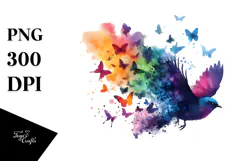 Bird with Butterfly Silhouette PNG Product Image 1