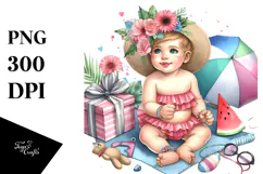 Digital Watercolor Cute Baby Gift PNG Product Image 1