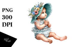 Digital Watercolor Cute Baby Gift PNG Product Image 1
