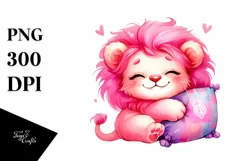 Cuddling Pillow Baby Lion PNG Product Image 1