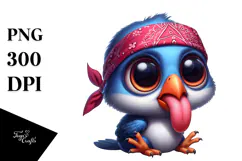 Exaggerated Bird with Bandana, PNG Product Image 1