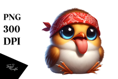 Exaggerated Bird with Bandana, PNG Product Image 1