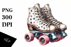 Vintage Roller Skates with Stars | Sublimation Clipart Product Image 1